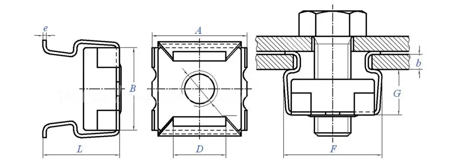 M6 M8 Square Lock Cage Nut M6 M8 Square Lock Cage Nut